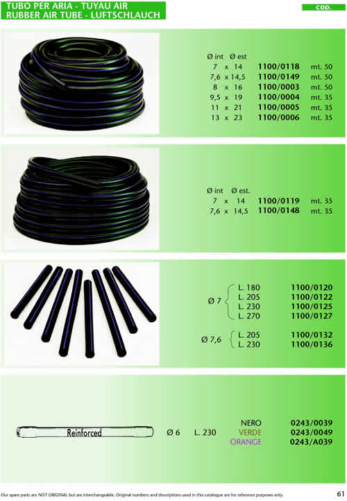Tubo per aria - Tuyau air - Rubber air tube -   Luftschlauch